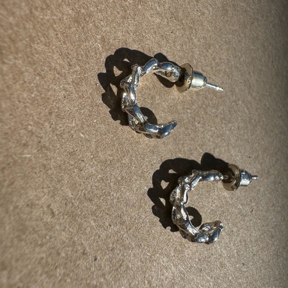 Silver Huggie Hoop Earrings